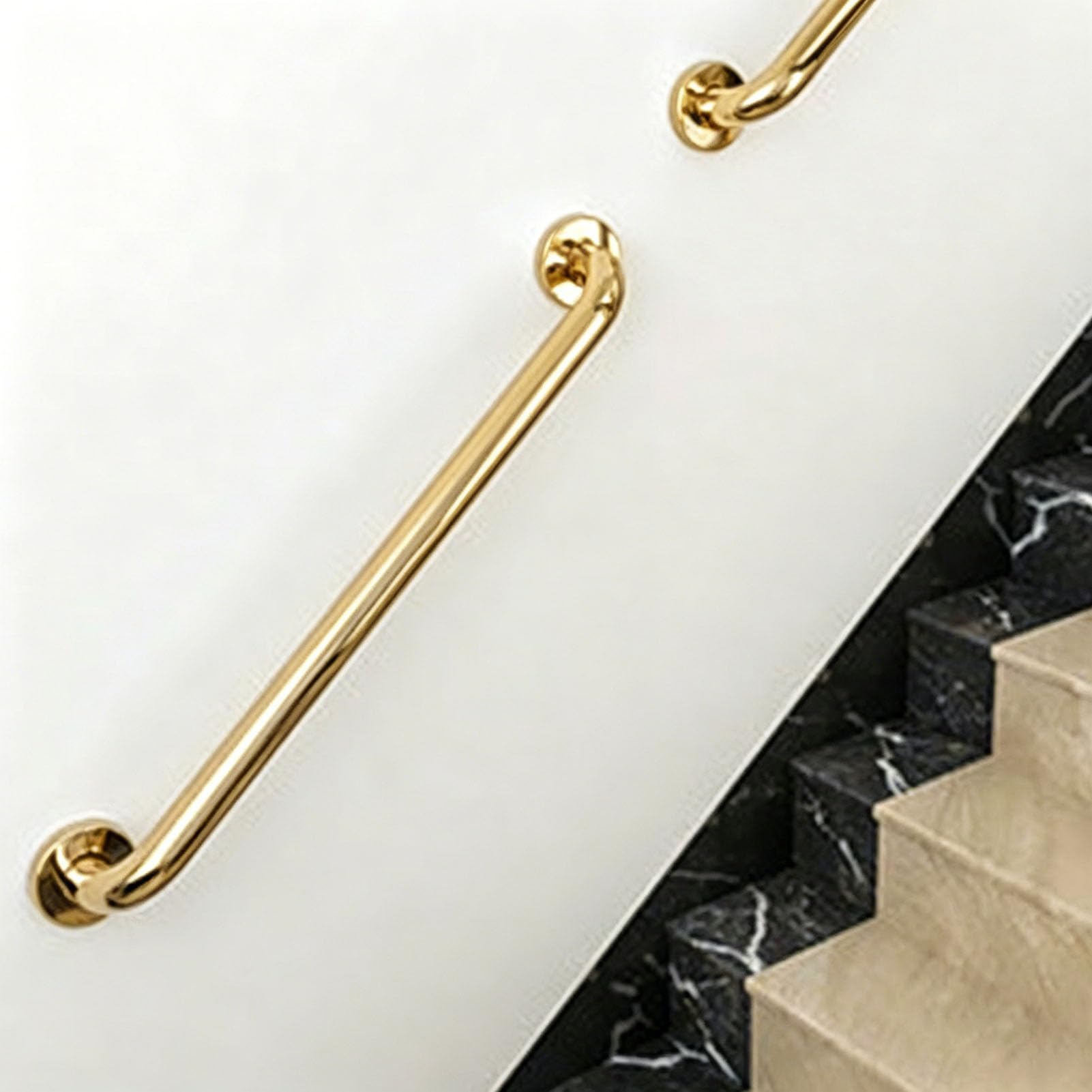 FKXSXAZ Stairs Handrails for Indoor and Outdoor, Wall Mounted Round Tube Steps Grab Bars Elderly Handicap, 60cm 80cm 1.2m Gold Stainless Steel Access Support Handle(50cm/20in)