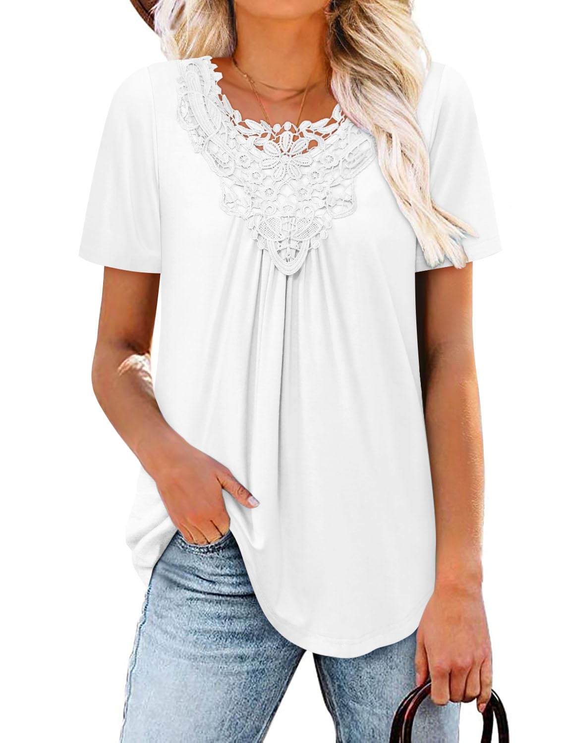 Mystry ZoneWomens Top Casual Blouse Button Up Ruffle Tunic Shirts Fit Flare S-3XL