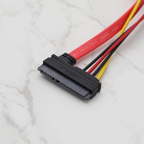 Miniatura 5 de eMagTech Cable de alimentación de datos SATA 2 en 1, 22 pines (7+15) SATA macho a hembra de datos y alimentación Combo de cable de extensión