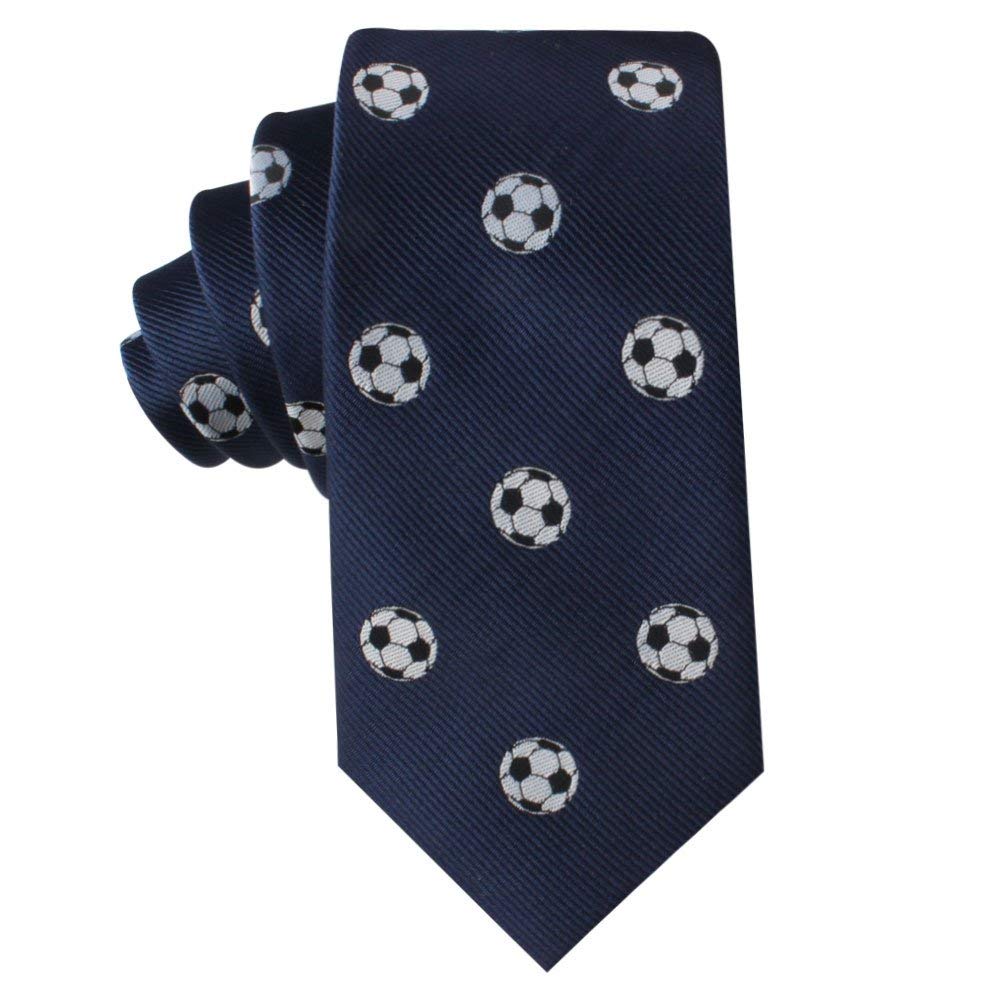 Soccer Football Fan Skinny Tie Mens Necktie | Soccer Ball Woven Neckties | Birthday Present for Guys