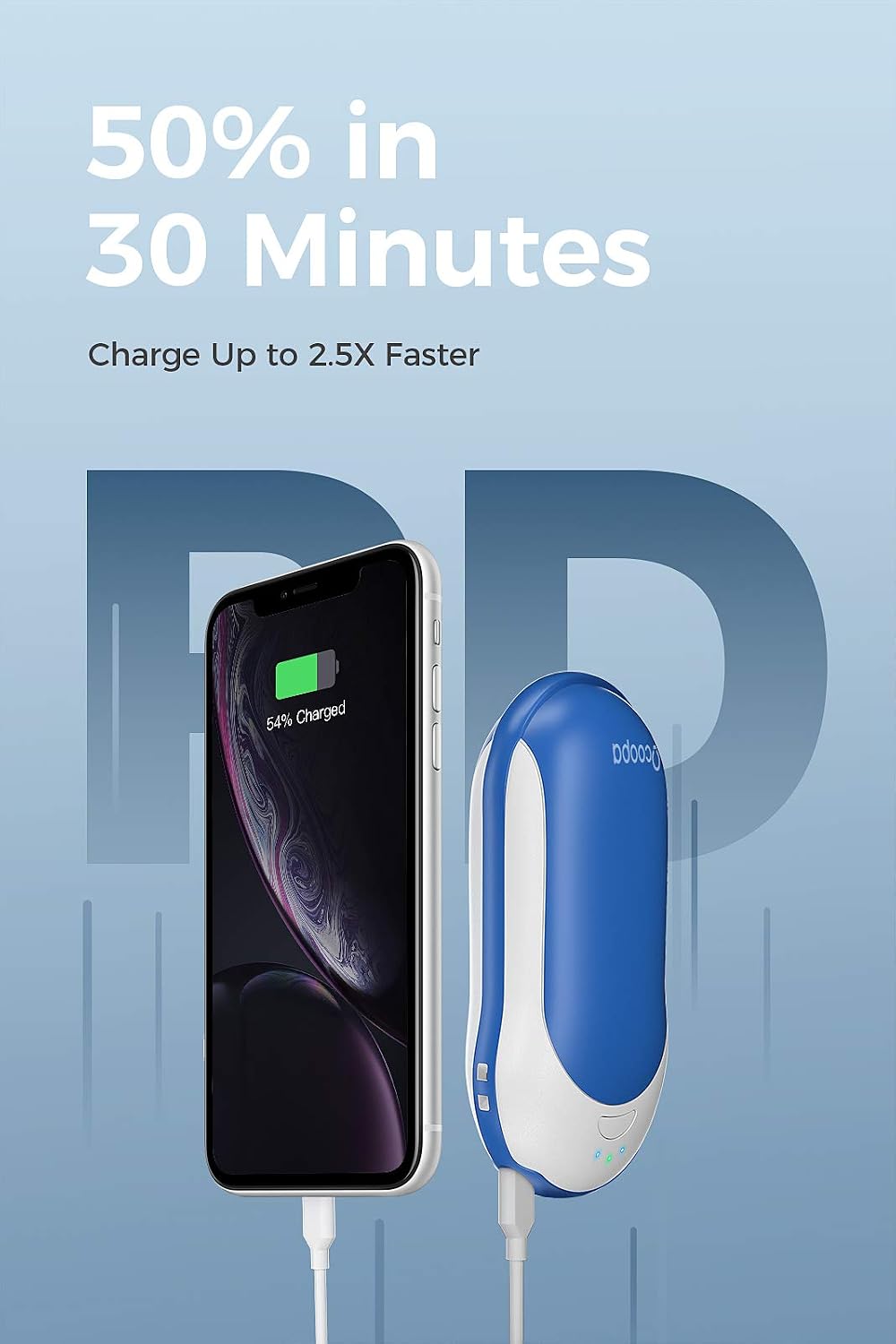 OCOOPA Quick Charge Hand Warmers Rechargeable, 10000 mAh Electric Hand Warmer Power Bank PD, 15hrs Lasting Heat, 3 Levels, Perfect Outdoor Heater for Camping, Hunting, Golf Gifts