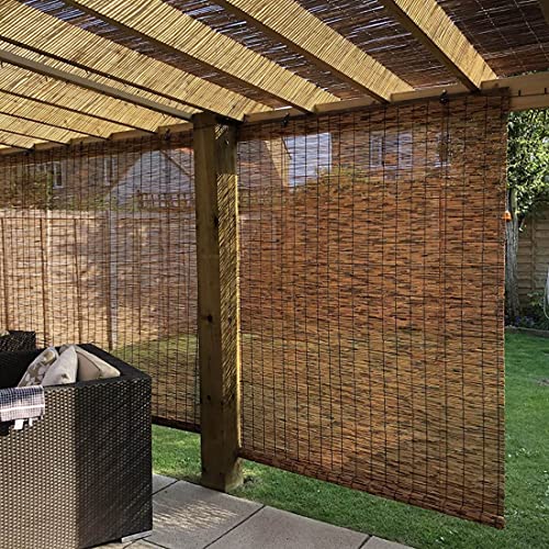 Brown Bamboo Window Shade Roller Blinds Patio Sunshade Light Filtering Reed Roll Up Blind Custom Roman Shades With Lifter For Indoor Outdoor 20" W × 72" H 36" W × 64" H 48" W × 72" H 36" W × 72" H #TOP2