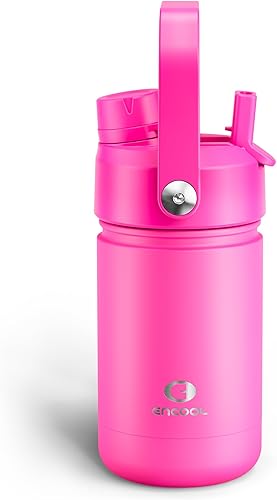 Miniatura 113 de ENCOOL Botella de agua aislada con popote, de acero inoxidable, a prueba de fugas, sin BPA, al vacío de doble pared que se mantiene fría durante 24