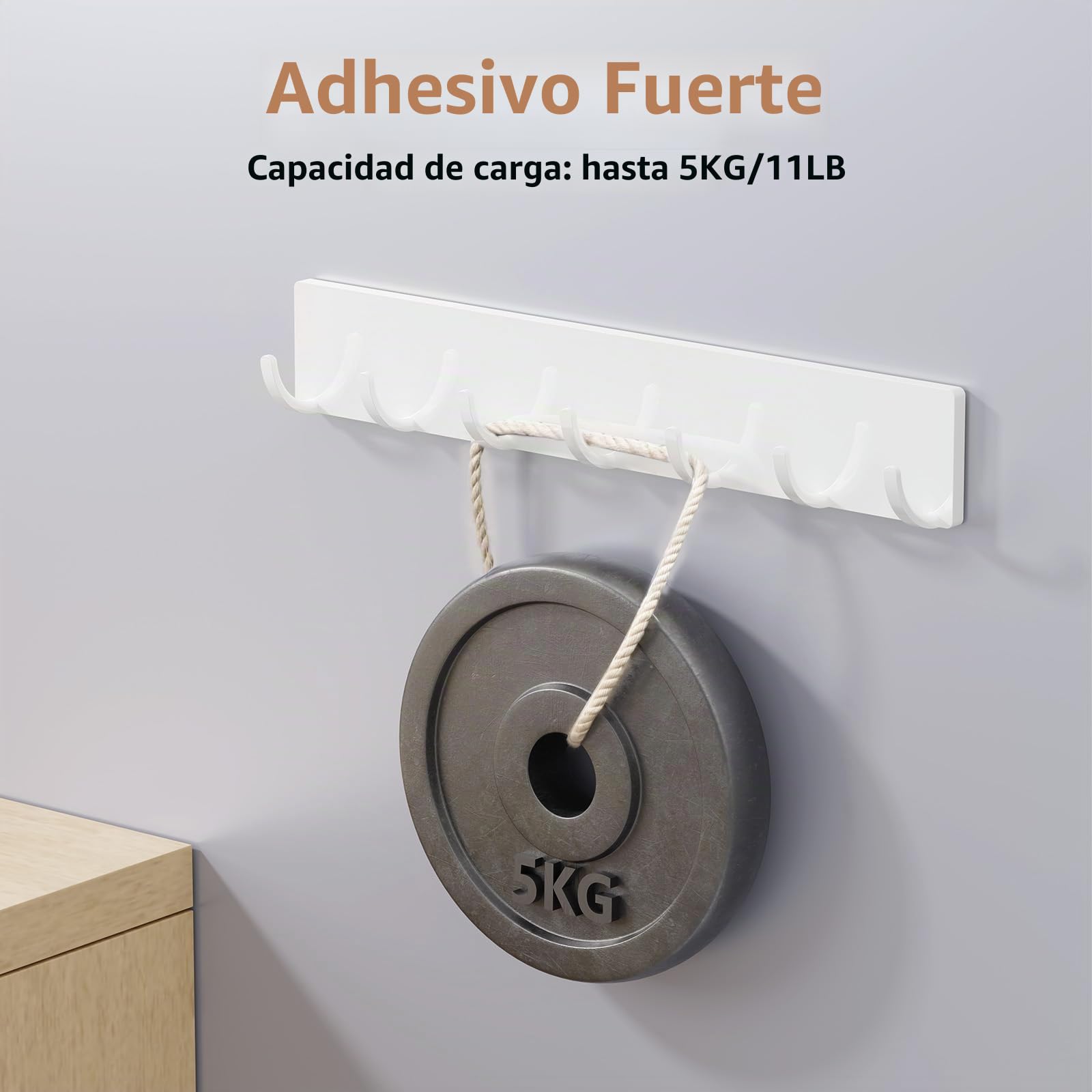 Toski 2 Piezas Colgador llaves Pared Sin Taladrar, Cuelga llaves Pared Colgador de llaves Porta llaves, 7 Ganchos, Adhesivo Potente, sin Huellas - Gris, Estilo Moderno para Salón y Cocina, Blanco