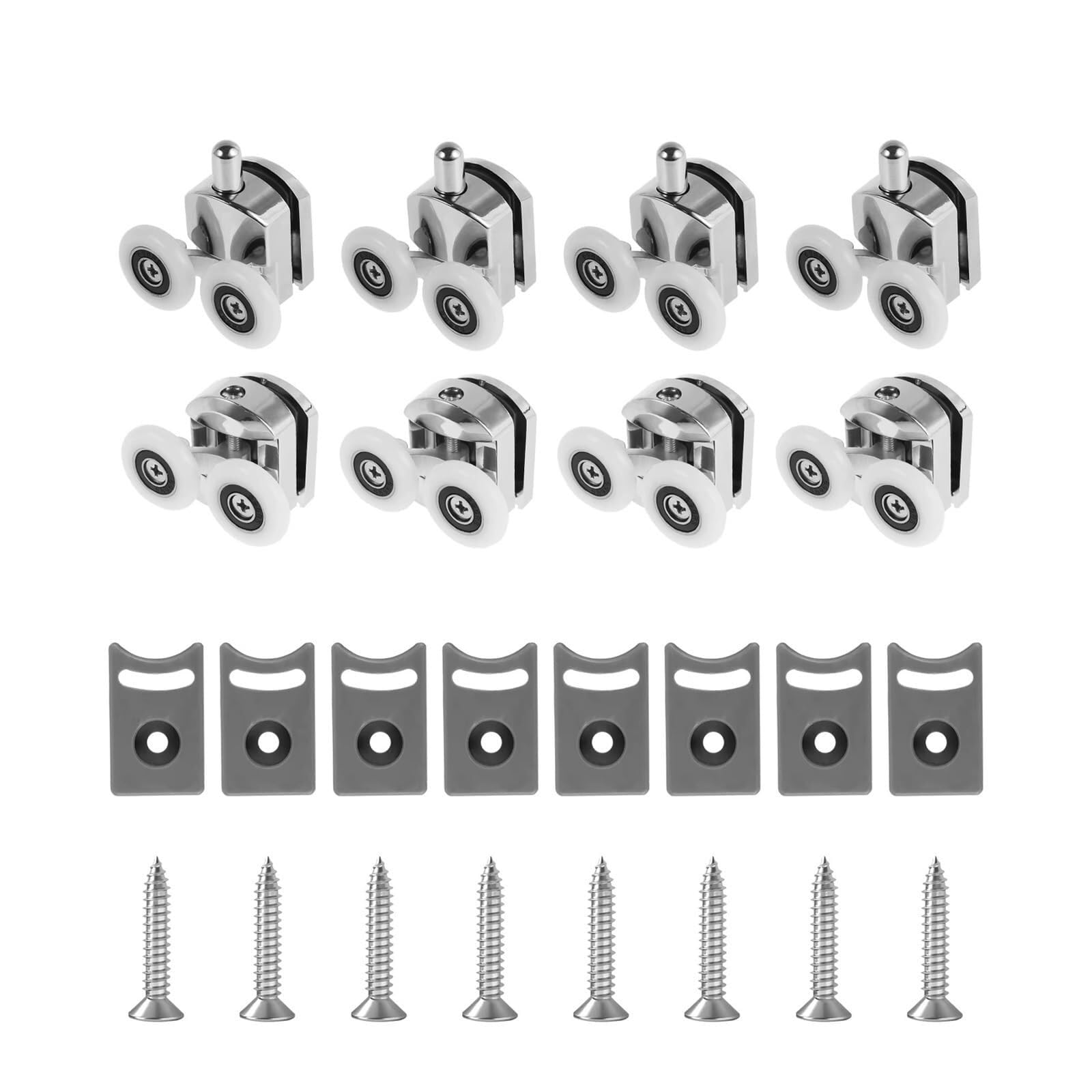 Ruedas Mampara Ducha Rodillos for puerta de mampara ducha, ruedas aleación Zinc, repuesto superior doble for vidrio 12-14mm, 4/8/16 Uds(8pcs)