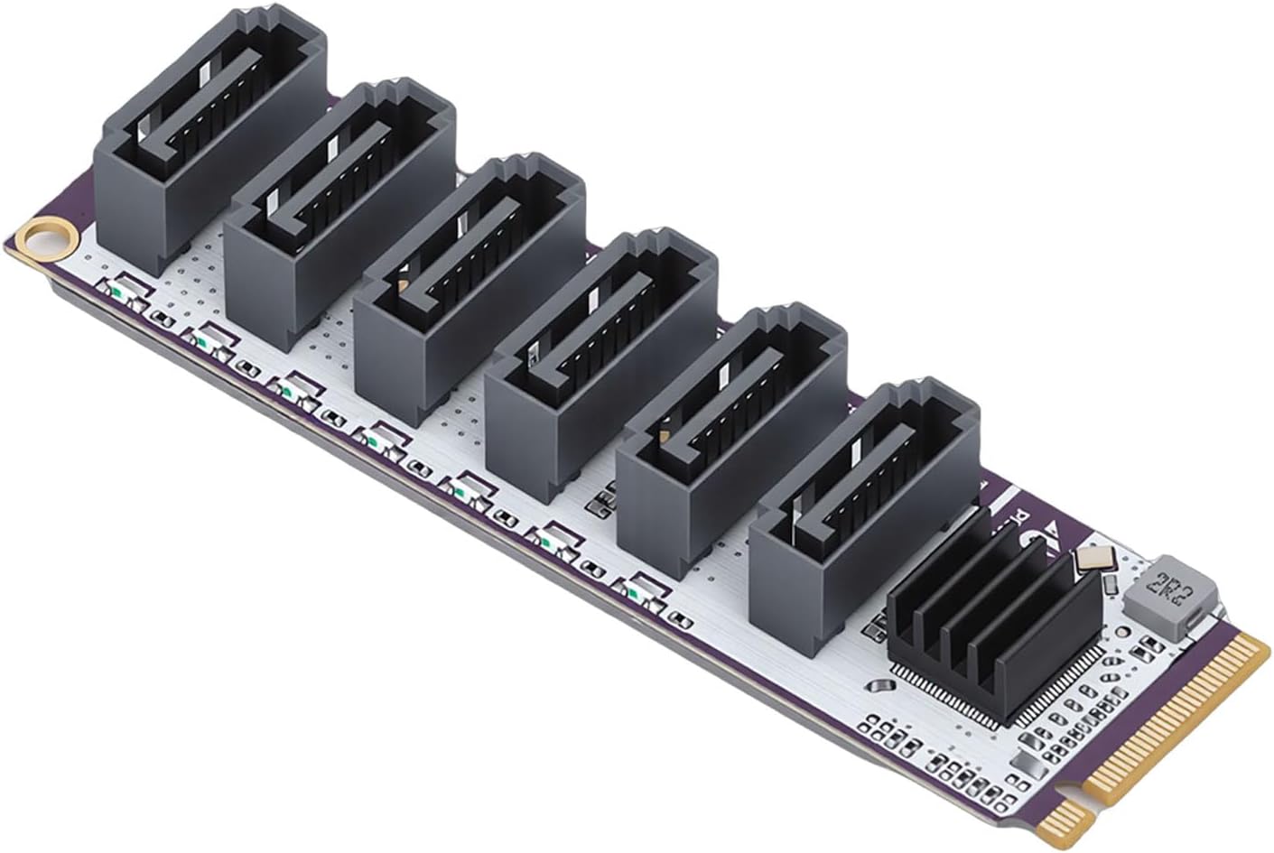 Jiawu 6 Port Expansion Card, 6Gbps PCIe 3.0 Adapter, Adapter with Heat Sinks for NAS Storage Upgrade, Plug and Play Installation, Compatible with OS X, and Systems