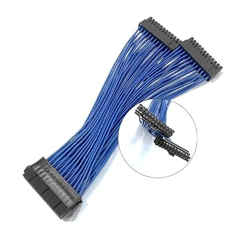 GinTai Power Supply Extension Cable PSU Male to Female Y Splitter Replacement for ATX 24Pin 1 to 2 Port 23.5cm, ATX 24pin Power Extension Cable