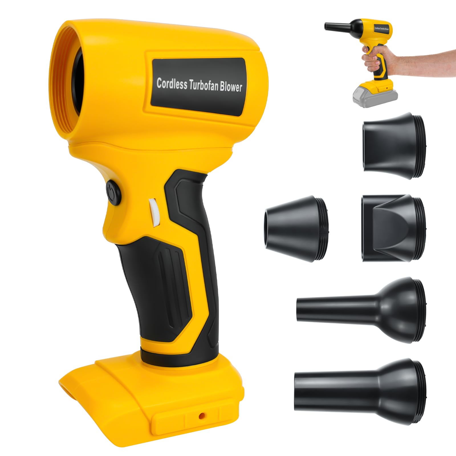 Electric Cordless Turbo Fan Blower, Leaf Blower for Dewalt 20V Battery, 130000RPM Handheld Jet Fan, Variable Wind Speed, for Cleaning and Drying (Battery Not Included)