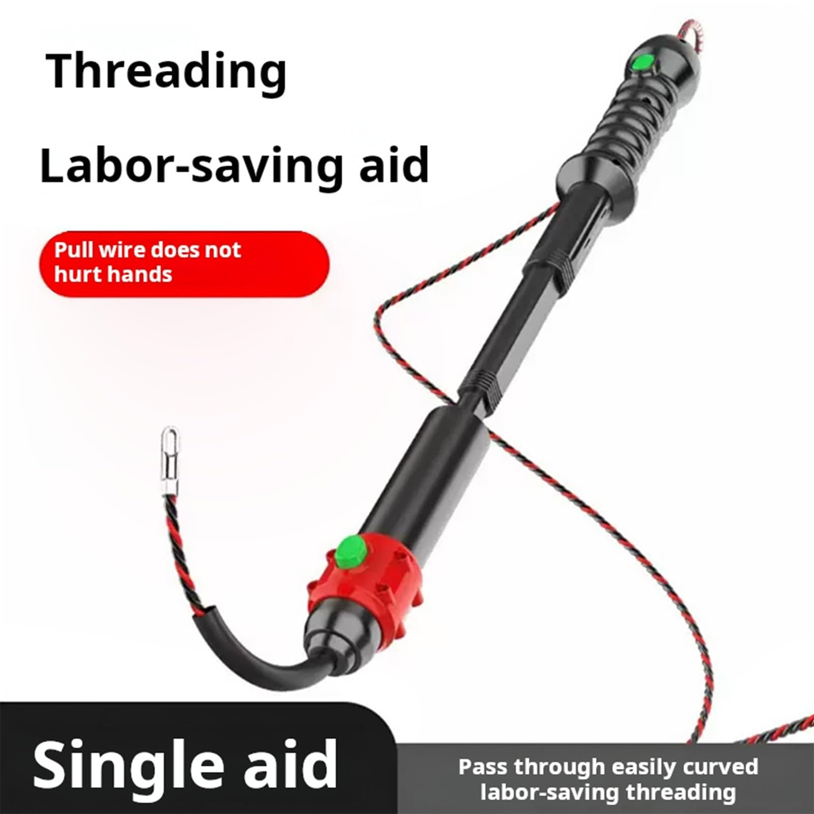 Czarny przewód kablowy ABS narzędzie węża 61 cm idealne do instalacji ukrytych i zakrytych kabli, narzędzie do gwintowania przewodów elektrycznych