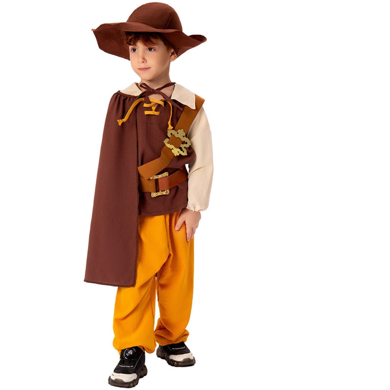 Déguisement Enfant Garçon Costume 6 Pièces Médiéval Rétro pour Fête De La Bière Carnaval Et Spectacle Tenue Traditionnelle Bavaroise Brodée pour Garçon 5 A 12 Ans Déguisement Médiéval Enfant