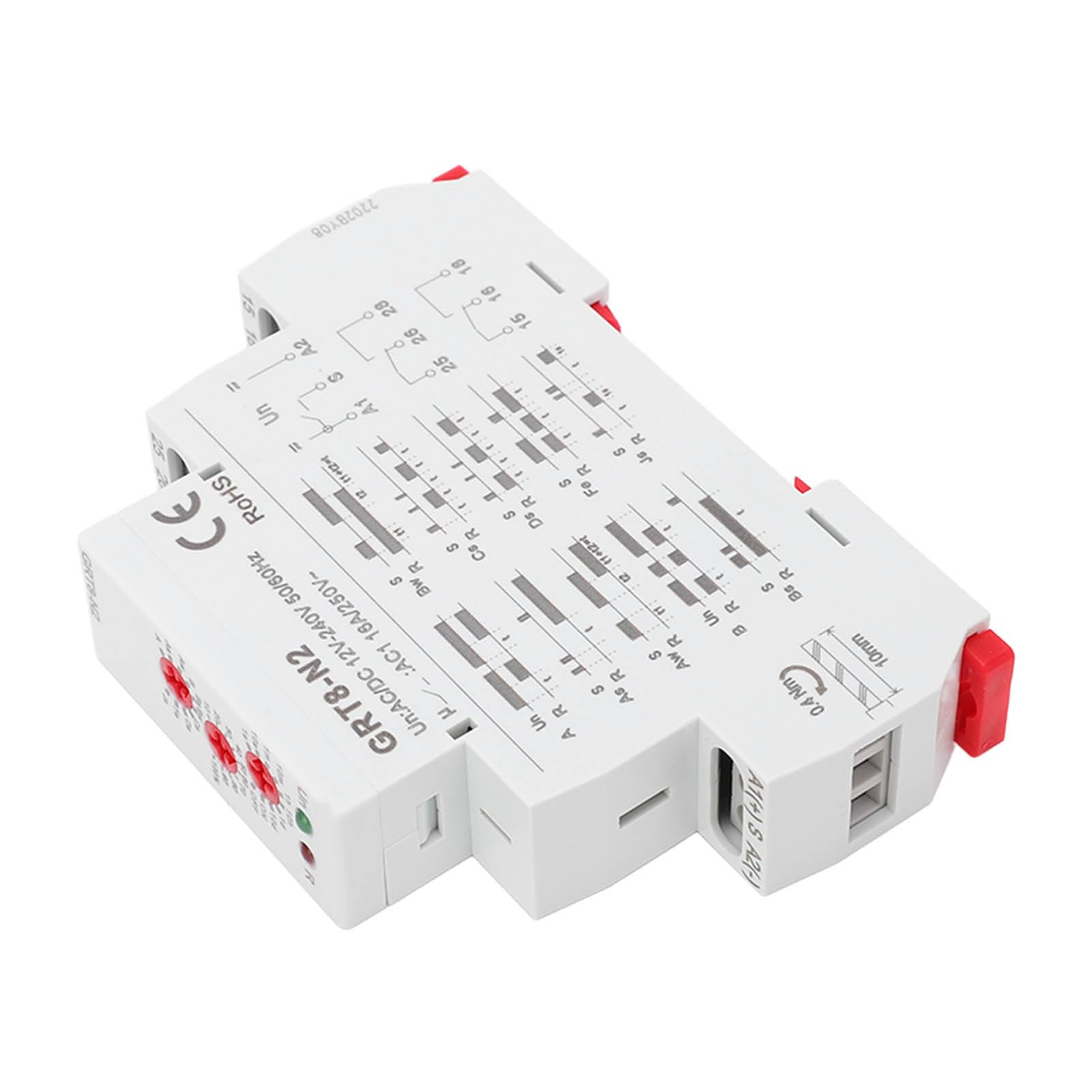 Relé de retardo de Tiempo Ajustable Multifuncional Temporizador Industrial de Montaje en riel DIN con Indicadores LED Carcasa de ABS Retardante de Llama para Sistemas de co