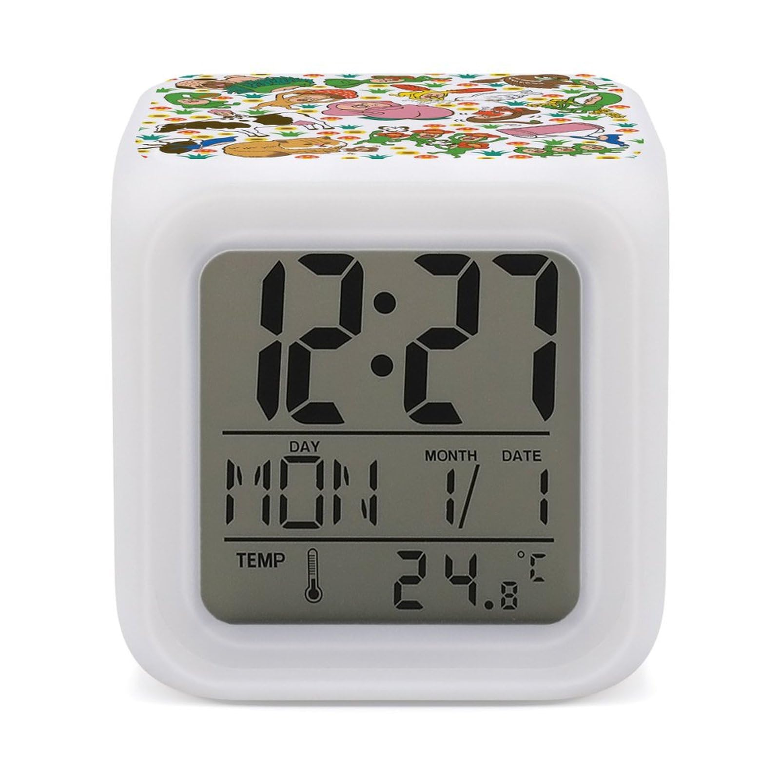 Amazon.co.jp: こびとづかん 目覚まし時計 デジタル置き時計 温度湿度