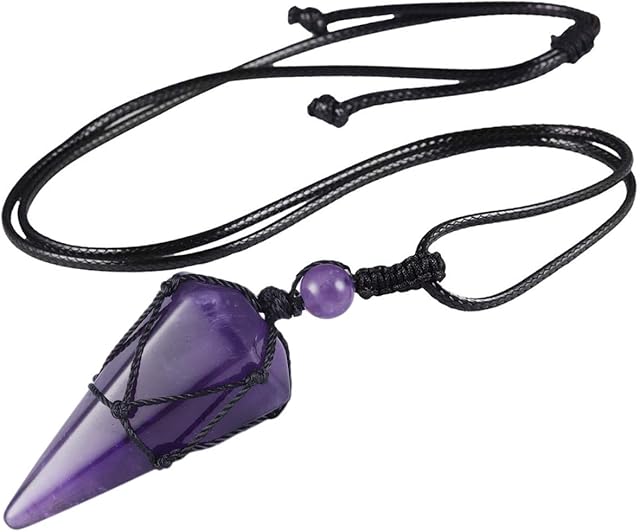 mookaitedecor Healing Crystal Point Necklace for Women Men, Semi Precious Stone Pendant with Adjustable Chain for Healing Reiki Chakra