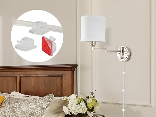 Miniatura 8 de Apliques de pared enchufables con control remoto, atenuación y colores ajustables 2700K-6500K, cableado o enchufable, lámpara de pared con brazo