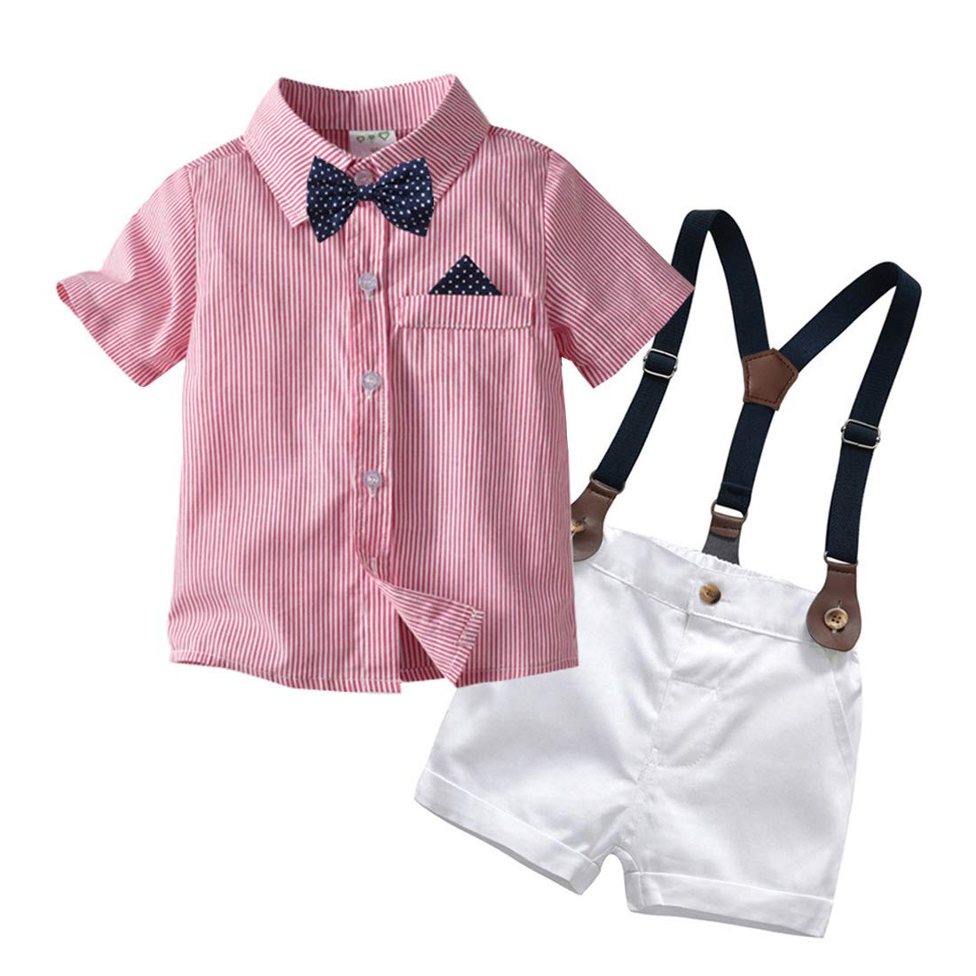 Happy Cherry Traje Bebés Conjunto de Ceremonia Niños para Boda Fiesta Boda Bautizo Verano Ropa Formal Manga Corta para Infantiles de 3-4 Años - Rosa