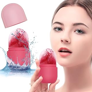 Ice Roller for Face and Eye,Facial Ice Roller Cube,Gua Sha Face Massage Beauty Ice Roller Skin Care Tools,Reusable Silicone Face Body Ice Mold,Treatment to Tone Skin and Depuffing the Eye Area(Pink)