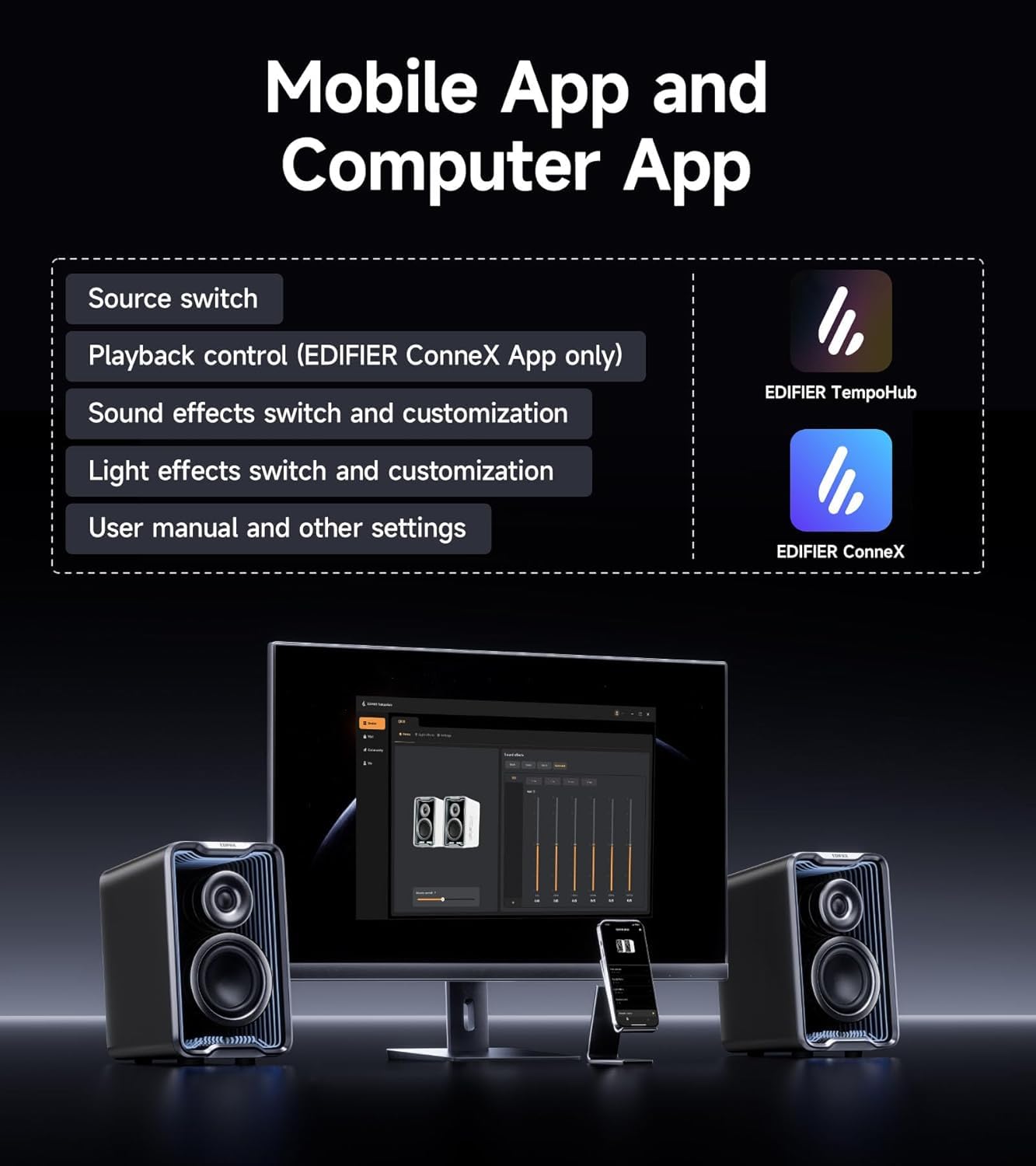 Edifier QR30 Altoparlanti desktop attivi con Bluetooth V5.4, effetti luminosi dinamici. 30 Watt RMS - Bianco