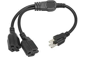 Indoor 2 way power splitter 1 to 2 Outlet Extender Space Saver