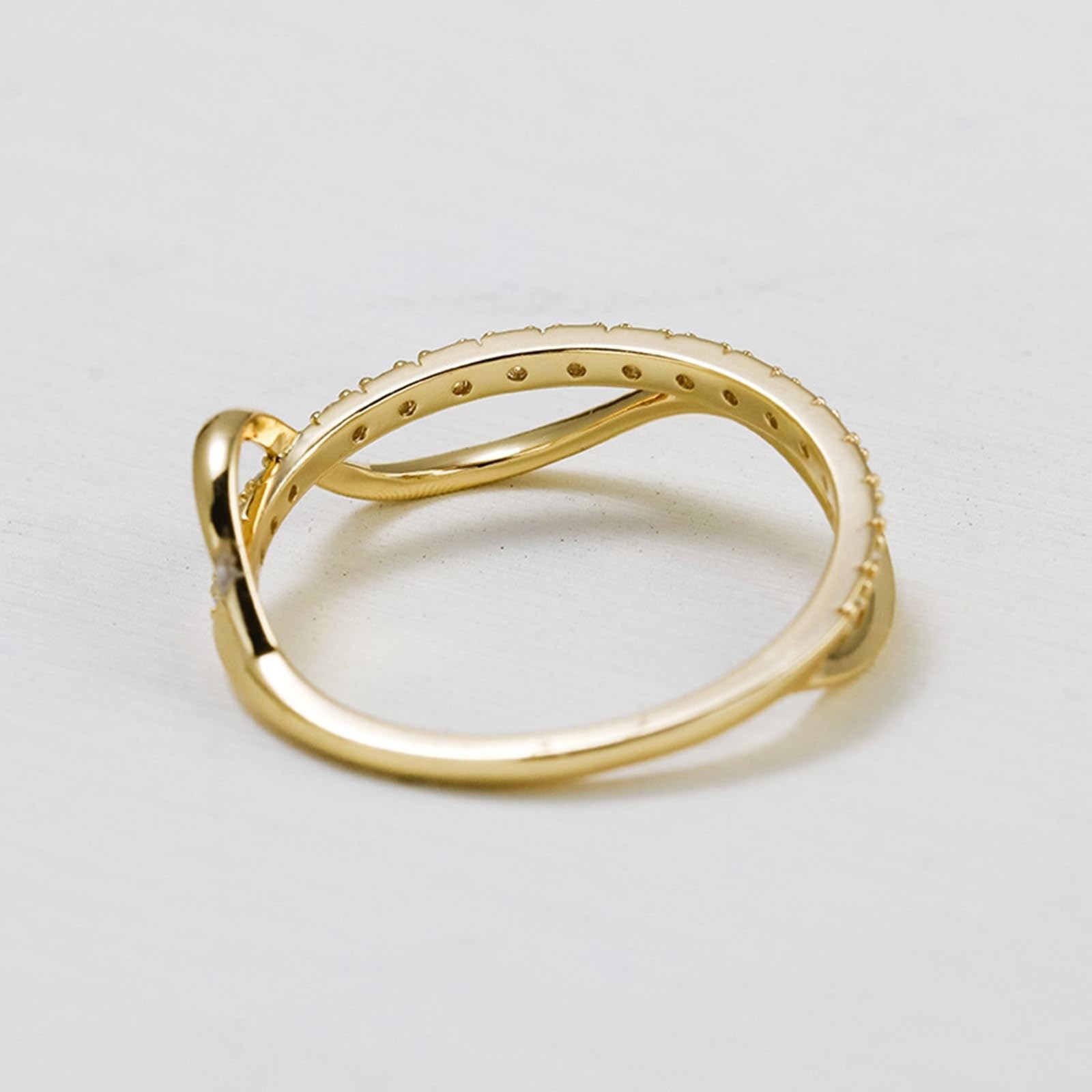 Anillo de solicitud de oro amarillo auténtico de 9 K/14 K/18 K con moissanita, forma infinita