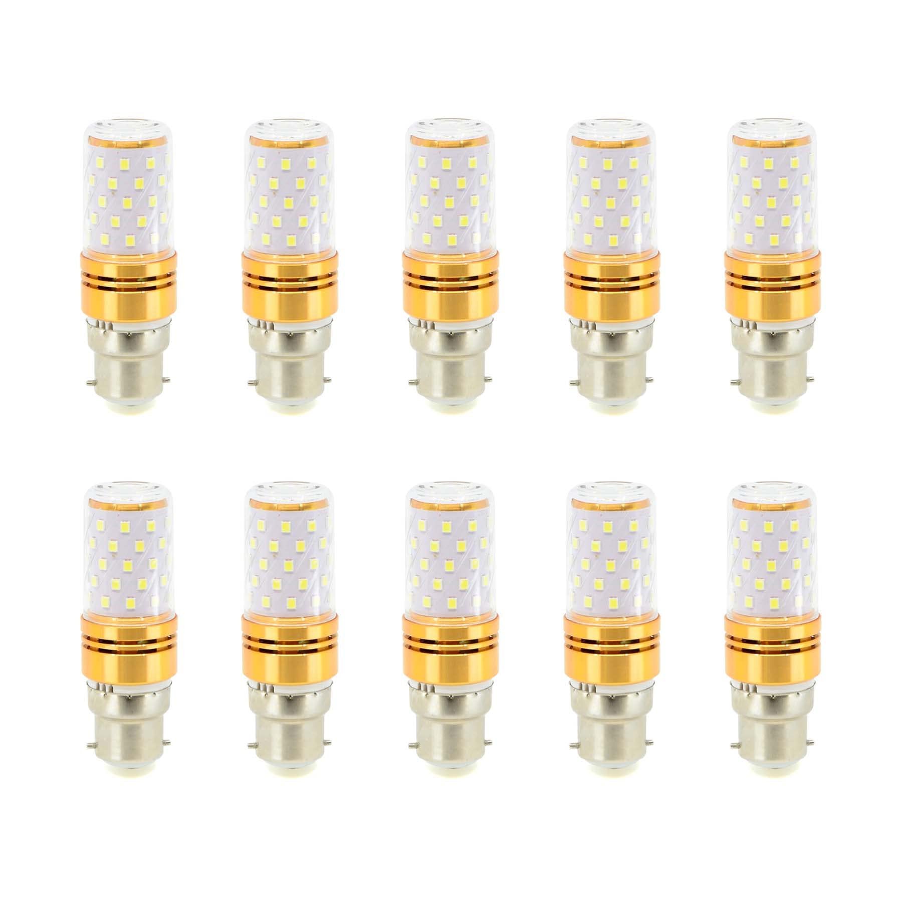 G.W.S® B22 Bayonet LED Corn Bulb, 12W 1440Lms Neutral White 4000K, 360° Beam Angle, Pack of 10