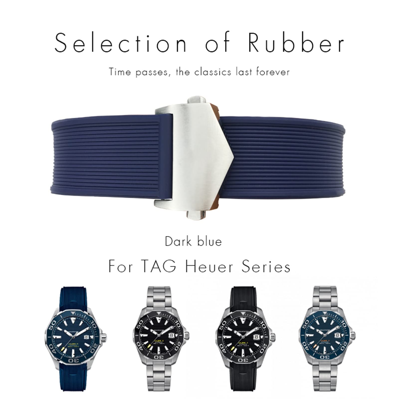 Bracelet de montre étanche en caoutchouc de silicone de 20 mm et 22 mm pour Tag Heuer Carrera Aquaracer F1