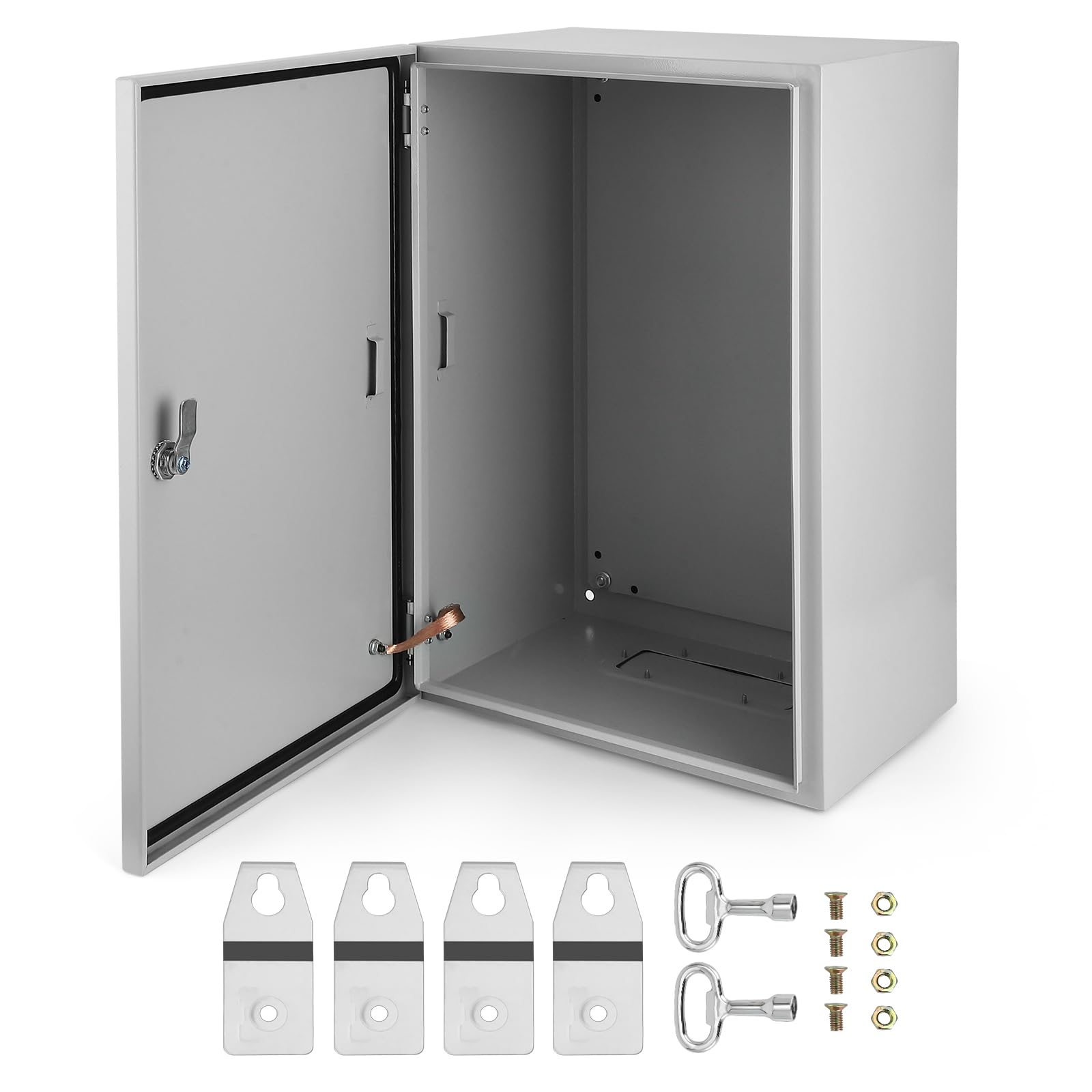Aptliton Electric Enclosure Box IP66 Waterproof, Metal Junction Box, Wall Mounted Steel Electrical Cabinet with Lock & Mounting Plate for Outdoor