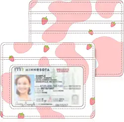 Carteira Fina Minimalista com Bolso Frontal, Proteção RFID, Janela para Identidade, Unissex, Couro Vegano, Rosa, Geométrico, Moderno