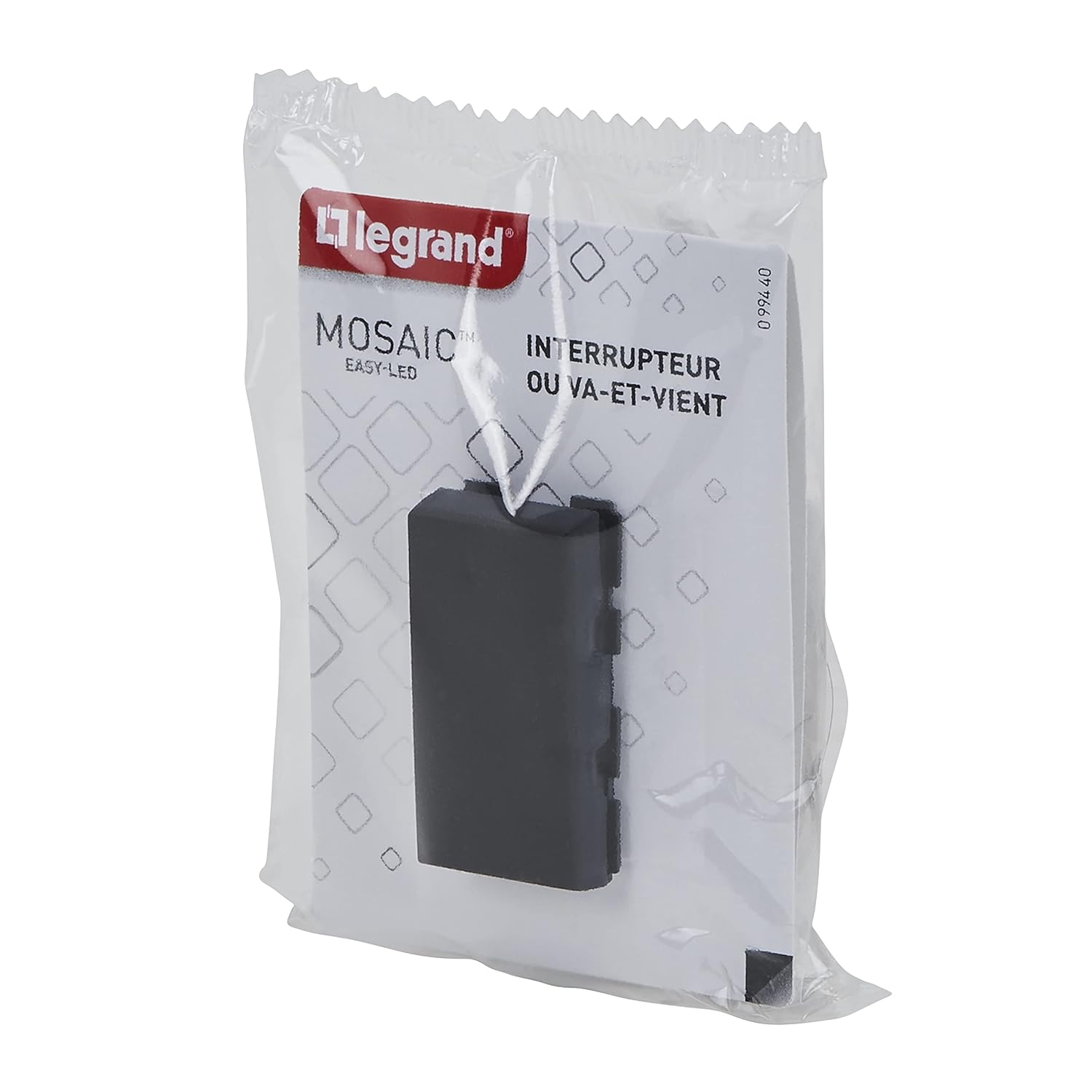 LEGRAND - Wall Switch Single or Front 10A Mosaic Easy-Led - Lighting Control 1 Module - Without Plate / Without Stand - Made in France - Matt Black