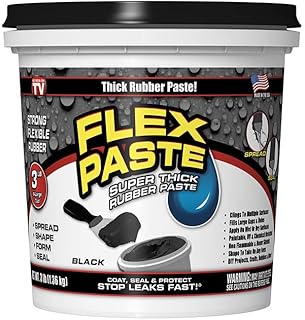 Flex Paste, 3 lb Tub, Black, Waterproof Paintable Putty, Spackle Sealant, Fill Gaps Cracks Holes - Block Out Water and Air - UV Resistant - Walls, Drywall, EPDM, Concrete, Roof, RV Repairs