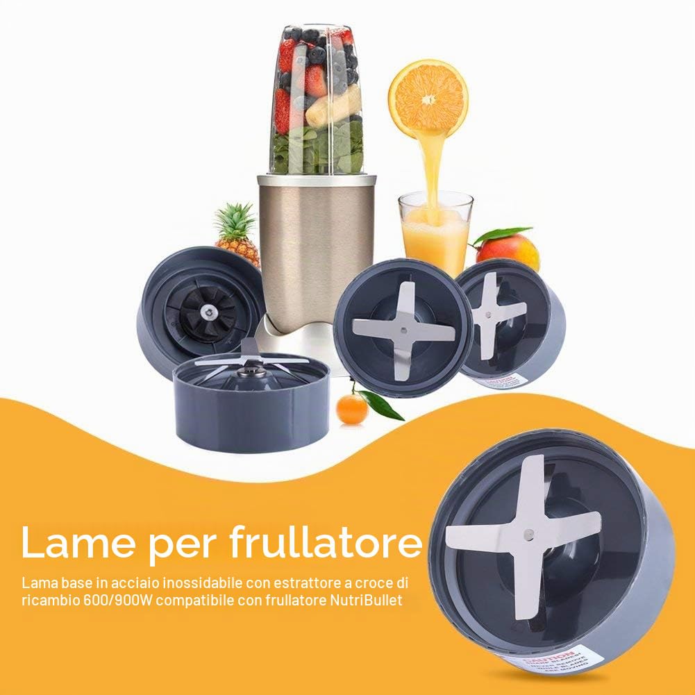 Fdit Lama Frullatore Ricambio 900W in Acciaio Inox 304, Base Lama con Guarnizione per Frullati Proteici, Frutta e Verdura