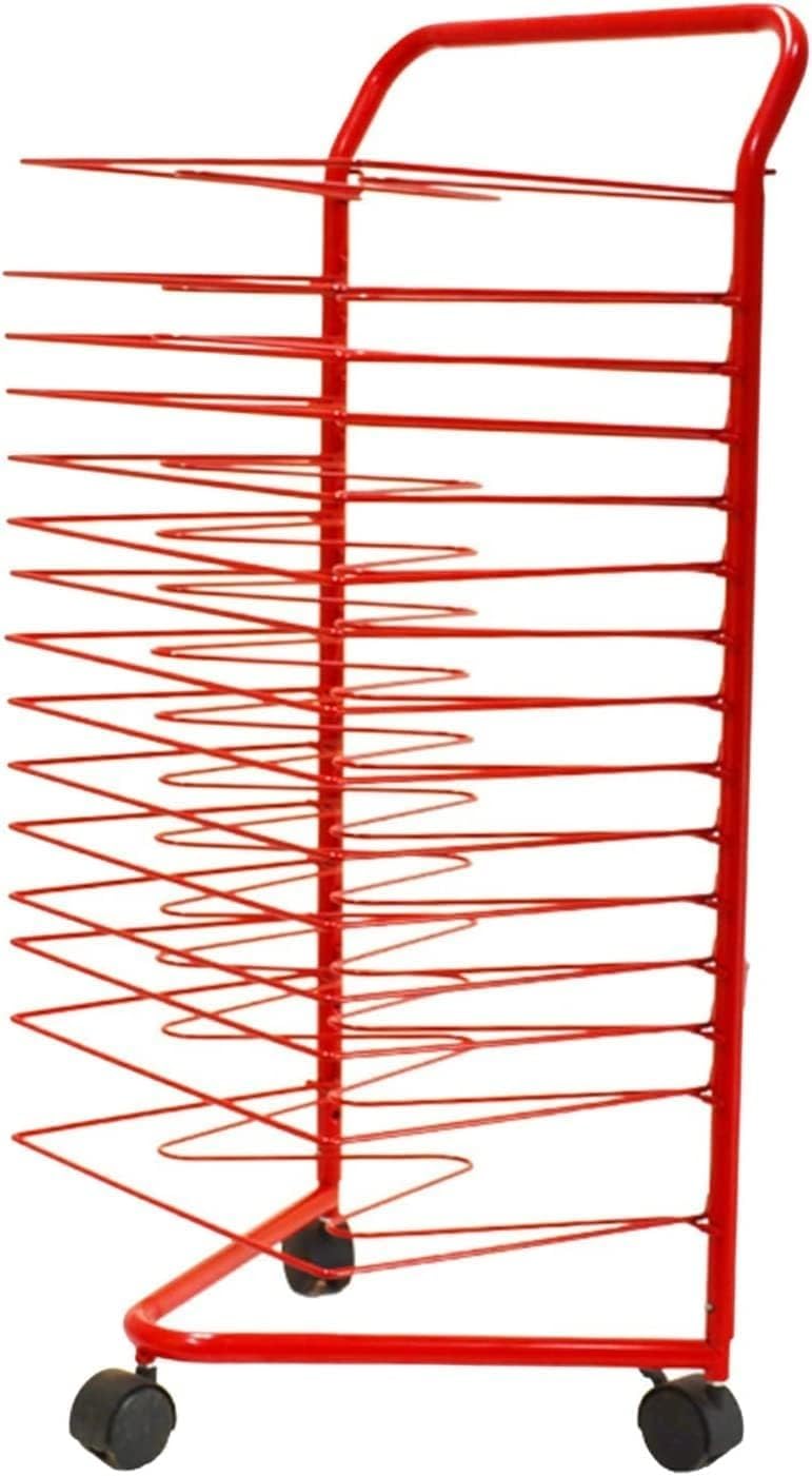 JYHHGDS Mobile Drying Rack, Space-Saving Drying Shelf, Classroom Art Drying Rack, for Works of Art Studios and Home Use-Red-29x39x89CM