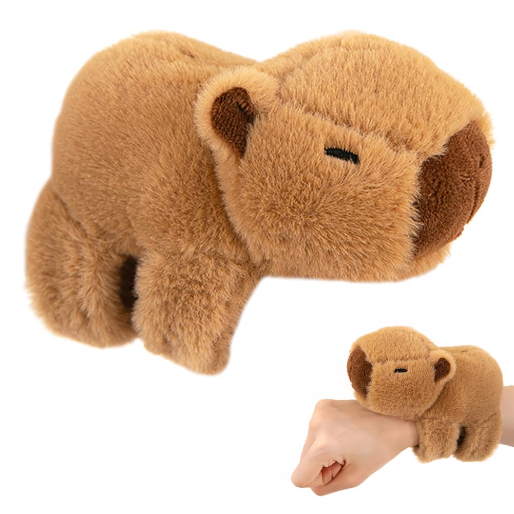 BCTHLBFCapybara Slap Bracelet,25cm Cute Capybara Huggers,Stuffed Animals Slap Bracelets,Wristband Plush Cuddler Interactive Bracelet,for Boys and Girls Birthday Party Gift