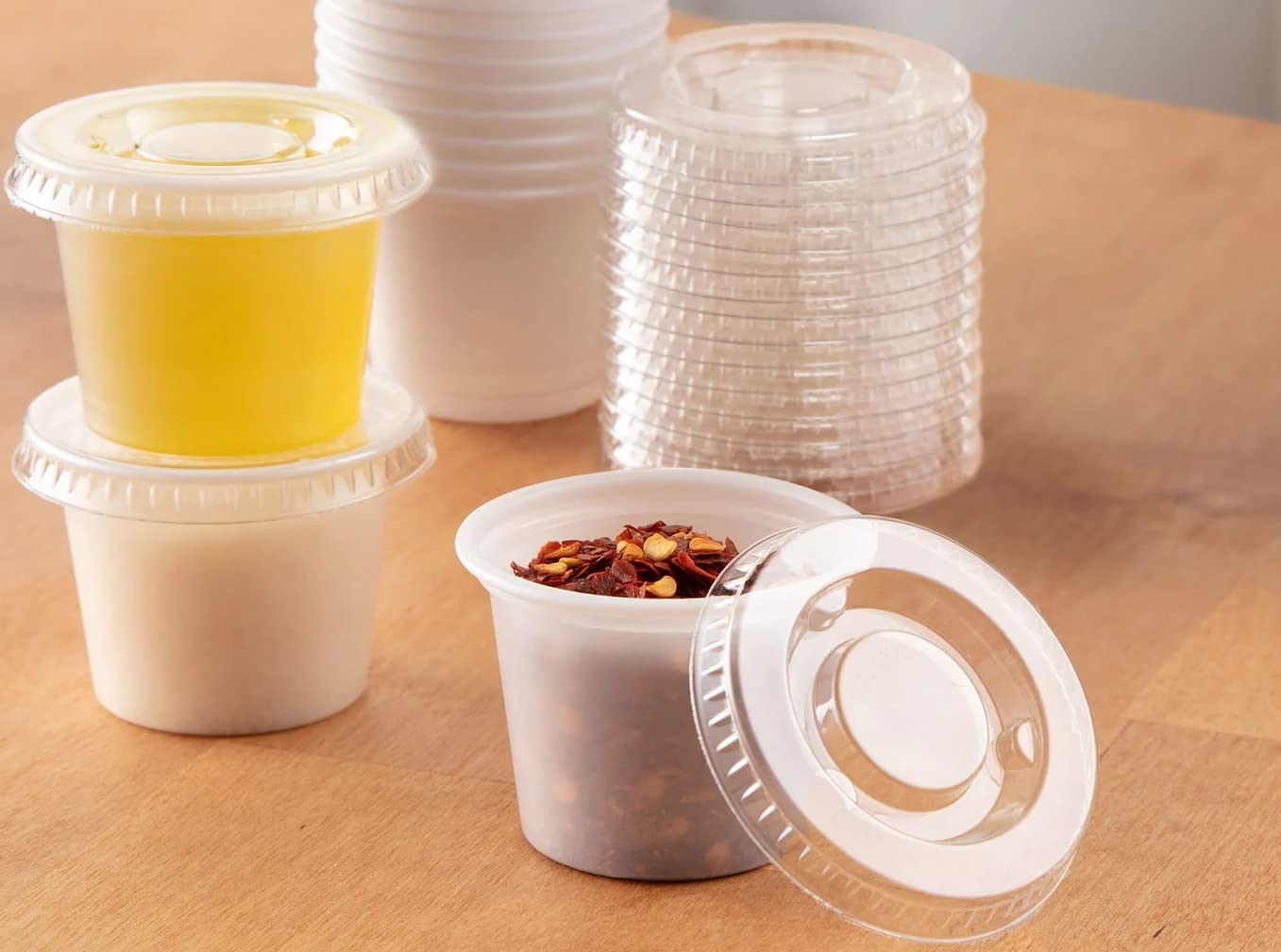 Oasis Supply, Clear Plastic Disposable Portion Cups with Lids, Soufflé Cups, Jello Cups (1 oz.) 250 Sets