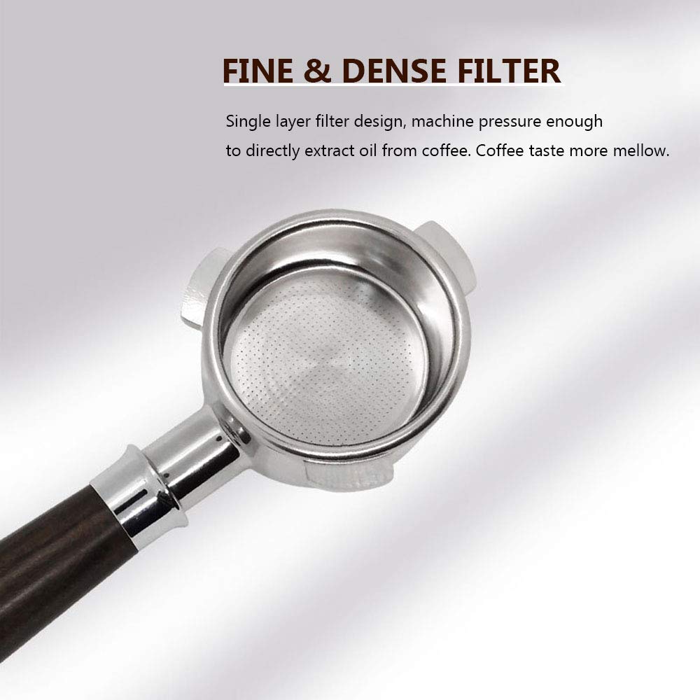 54 Mm Bodemloze Portafilter, 3 Oren Roestvrijstalen Bodemloze Naakte Portafilter met Houten Handvat en Dubbele Tuiten, Professionele Espresso- portafilter Past voor 8-serie (C1