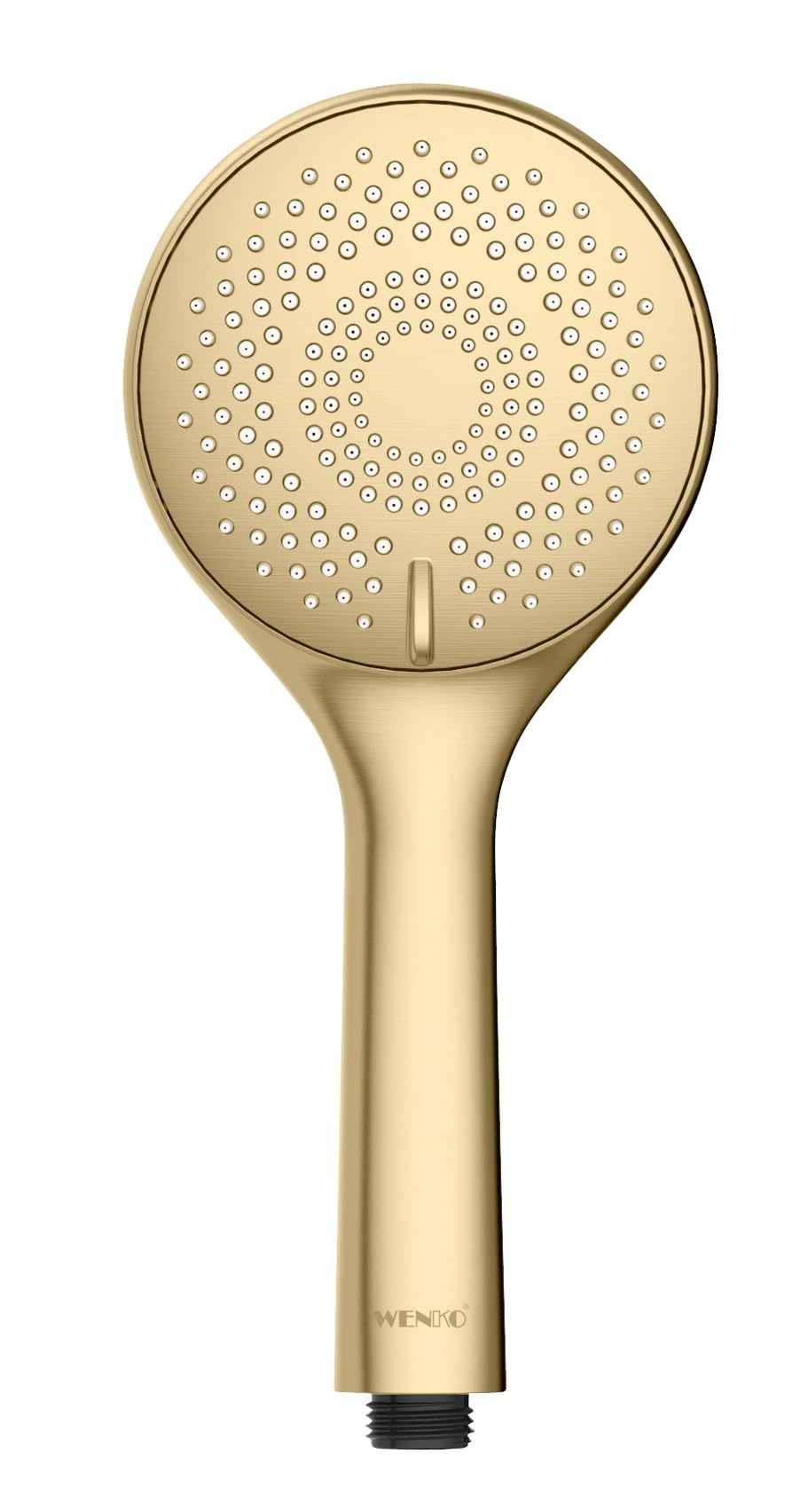 WENKO Wasserspar Duschkopf Watersaving, Handbrause mit Wasserspar-System, 3 Strahlarten, Ø 11 cm, ABS, Gold