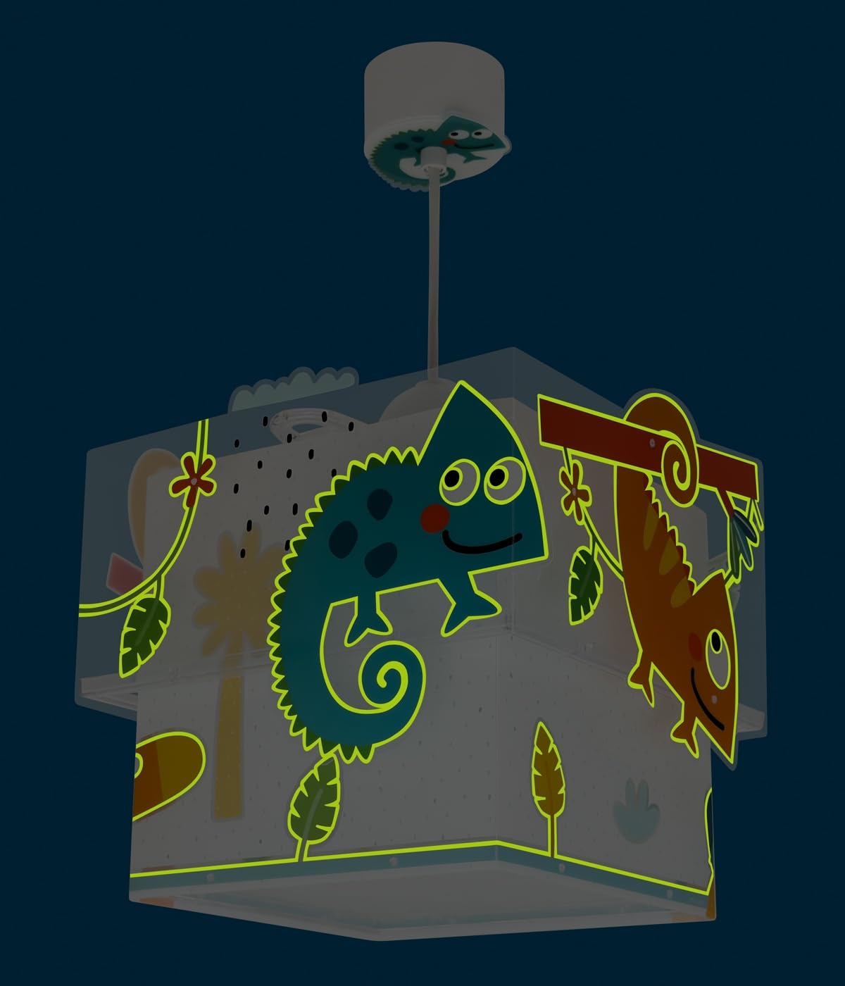 Lampada a sospensione per bambini Dalber Happy Jungle, Camaleonte Giungla Animali, 63312M, E27, lampade per bambini, cameretta.