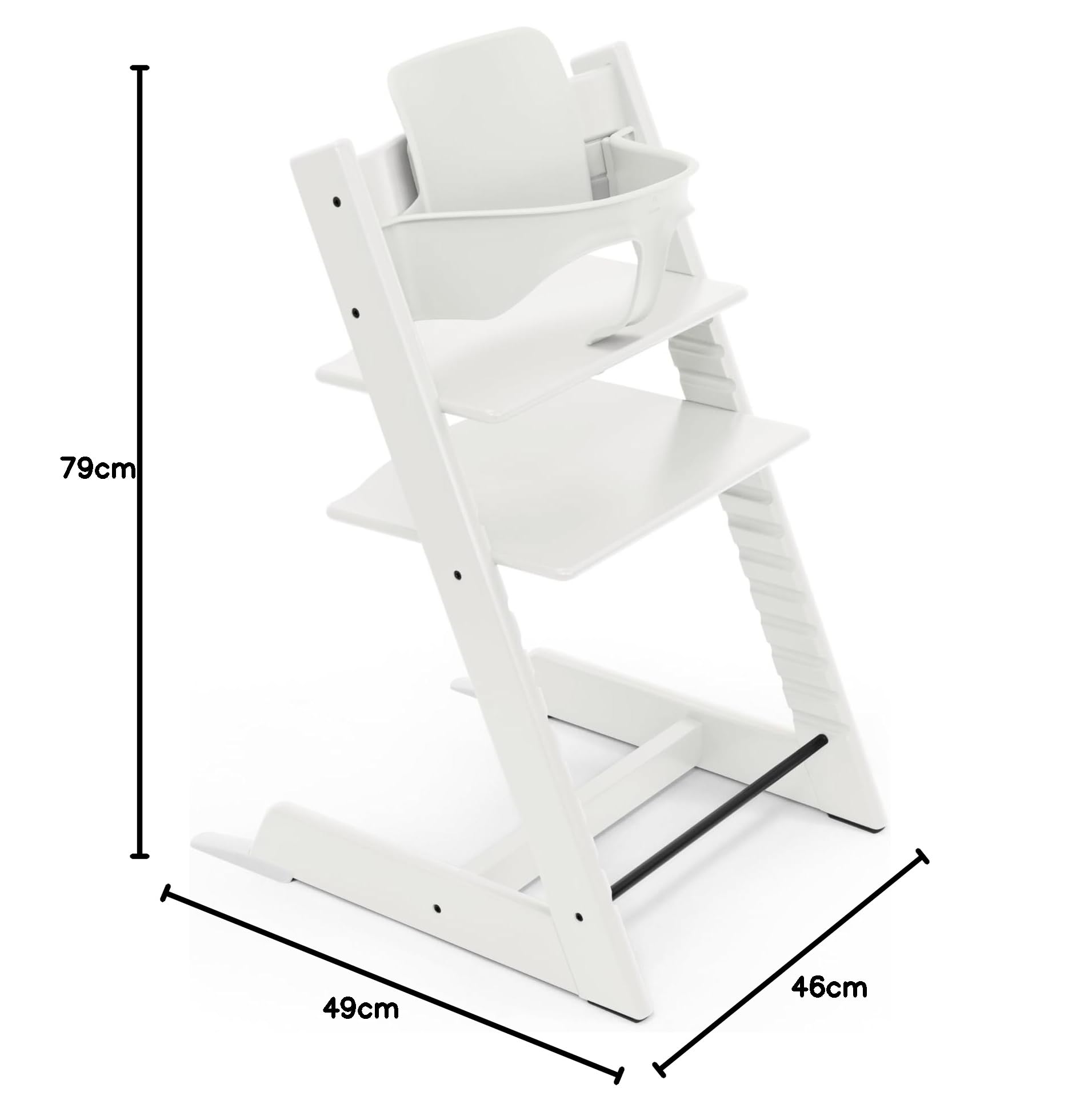 Stokke Tripp Trapp Hochstuhl, White - Inklusive Stuhl + Baby Set2 für Kinder von 6-36 Monaten - Verstellbar, ergonomisch & leicht zu reinigen