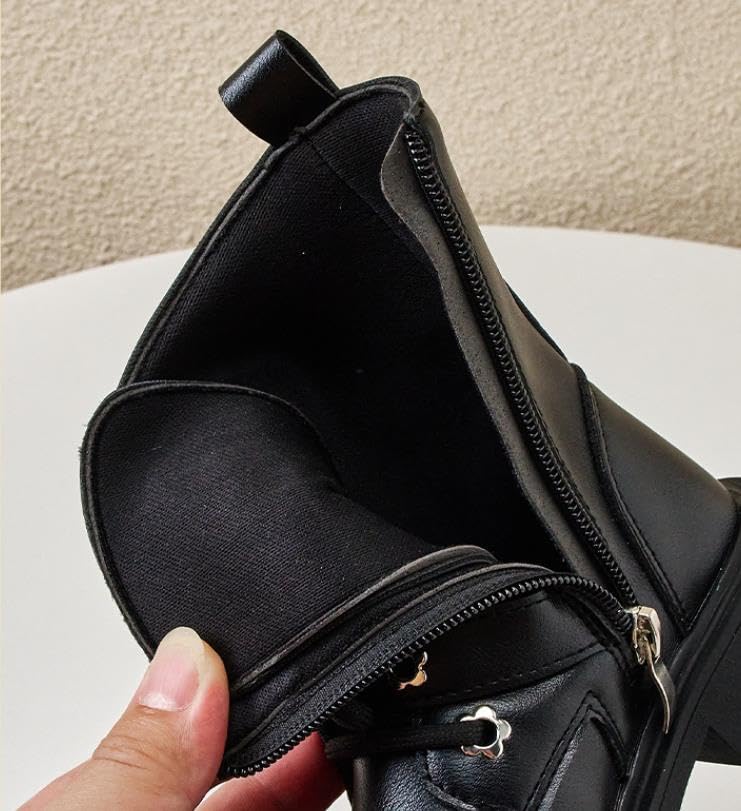 Girls platform Ankle Boots Side Zip Comfort Non-Slip Boot Lace Up Outdoor Combat Boot(Toddler/Little Kid/Big Kid)4