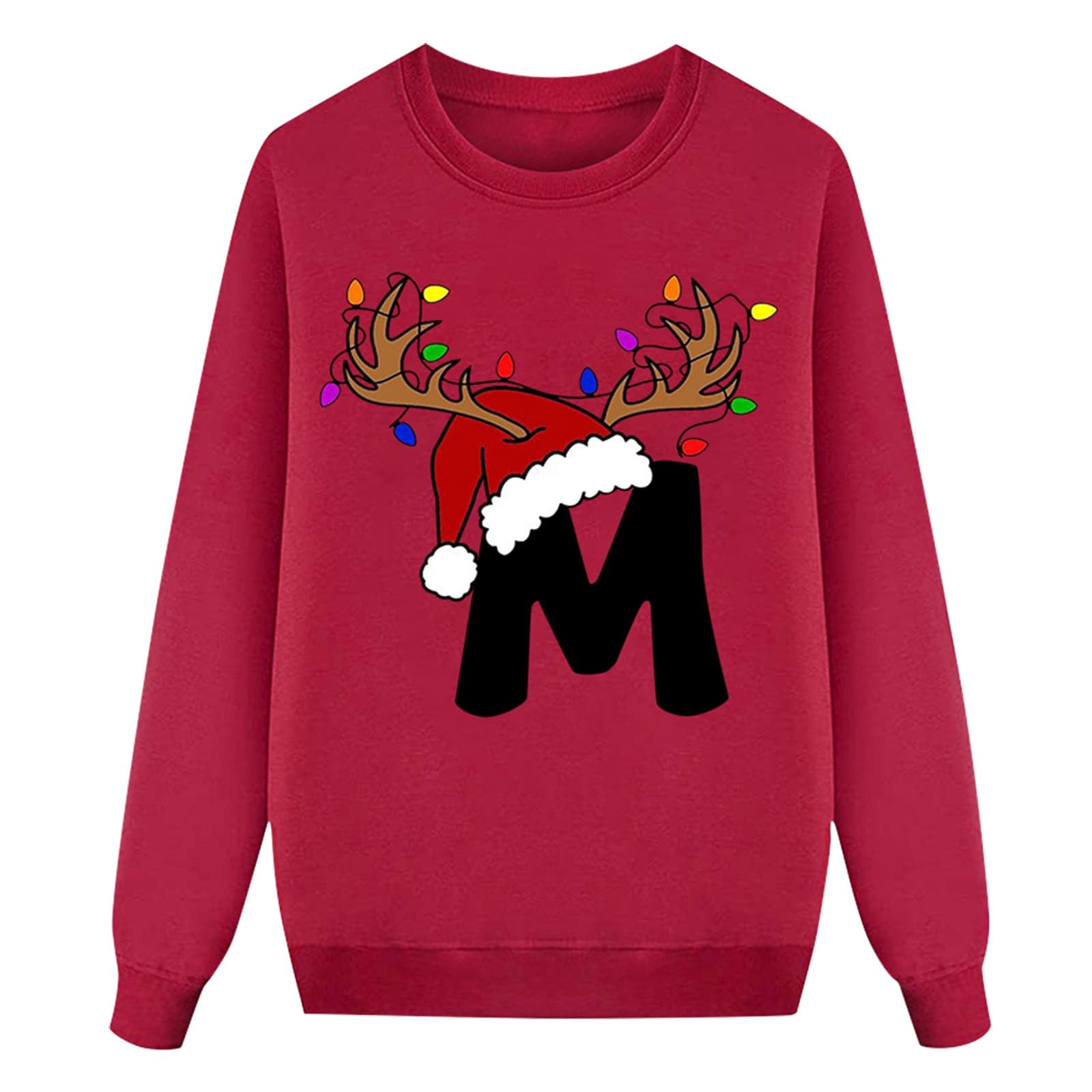 Generisch Weihnachtspullover Familie Set Damen Herren Kinder A-Z Letter Lustig Weihnachtspulli Ugly Rentier Pullover Weihnachts Rundhals Pulli Christmas Unisex Sweater