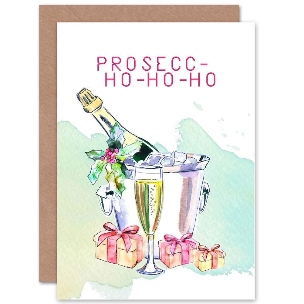 Wee Blue Coo CARD CHRISTMAS PROSECCO PUN FUNNY ALCOHOL