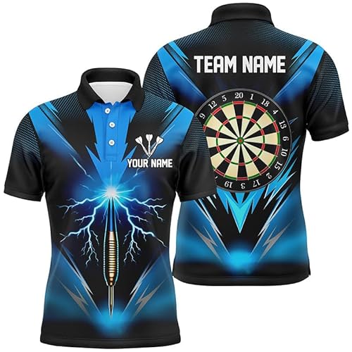vhasport Blue Thunder Lightning Darts Polo & Quarter Zip Shirt Custom Dart Shirts for Men & Women Dart Jerseys L1373
