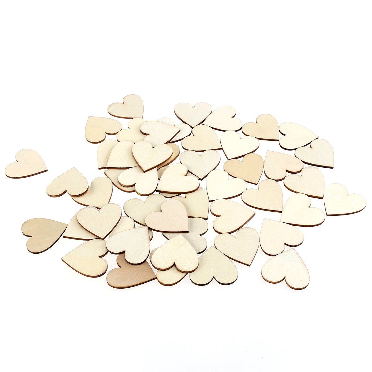 VORCOOL100 pieces 40 mm heart wood discs for DIY craft decorations natural wood discs
