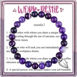 Work Bestie Gifts for Women,Coworker Gifts for Women Bestie Bracelets Gifts for Work Friends,ARHTF Amethyst Beads Coworker Leaving Gifts Farewell Gifts for Coworkers Friends