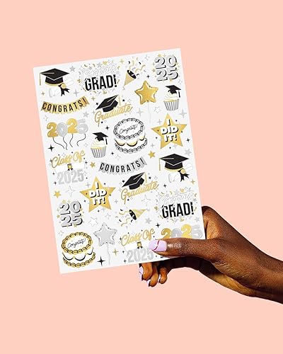 Miniatura 5 de xo, Fetti Tatuajes temporales de graduación 2024 – 48 estilos de aluminio | Decoraciones de fiesta de graduación, accesorio para niñas graduadas