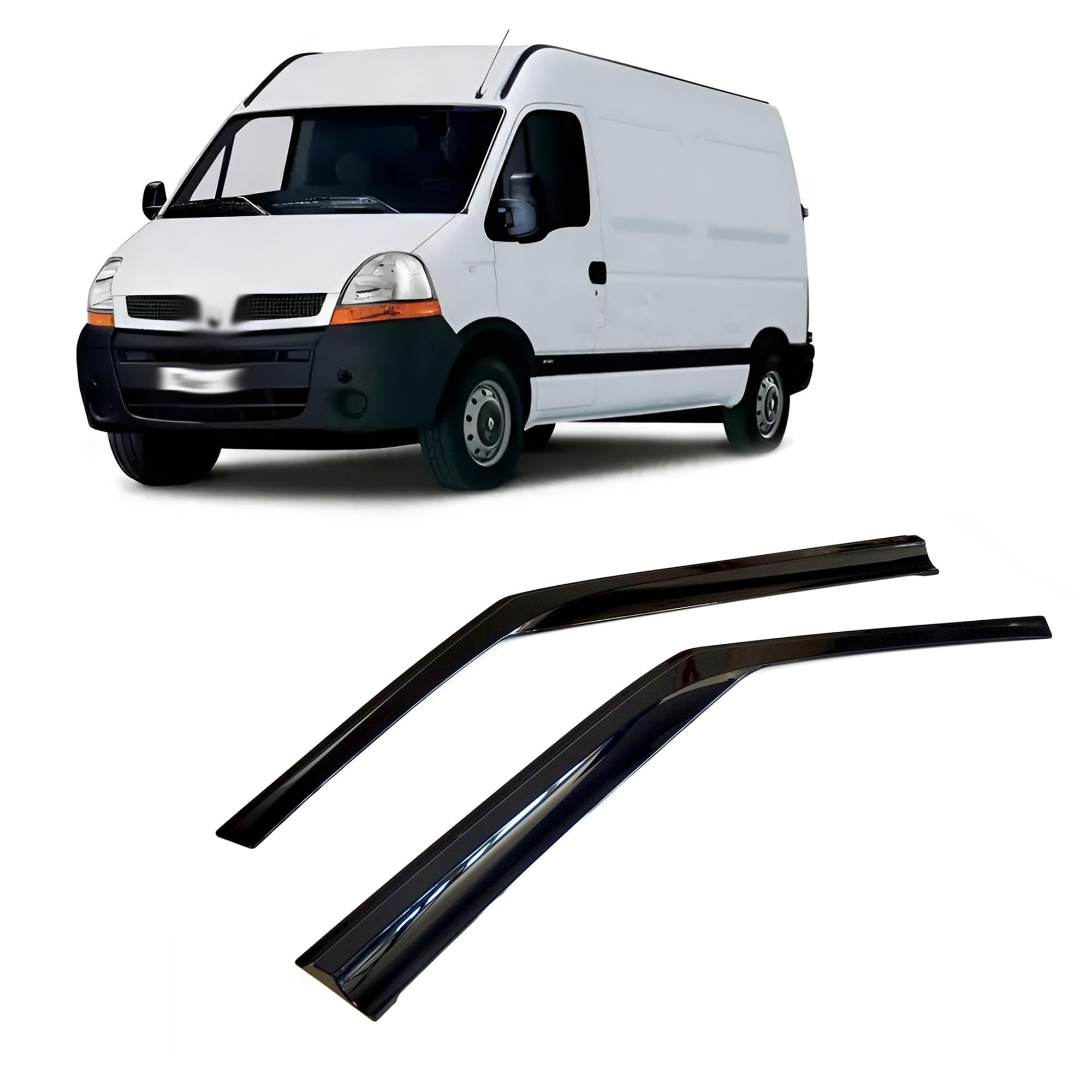 Deflectores de Viento, Deflectores de Lluvia Laterales para Ventanas Compatibles con Renault Master 2000-2009, Color Negro, 2 Unidades