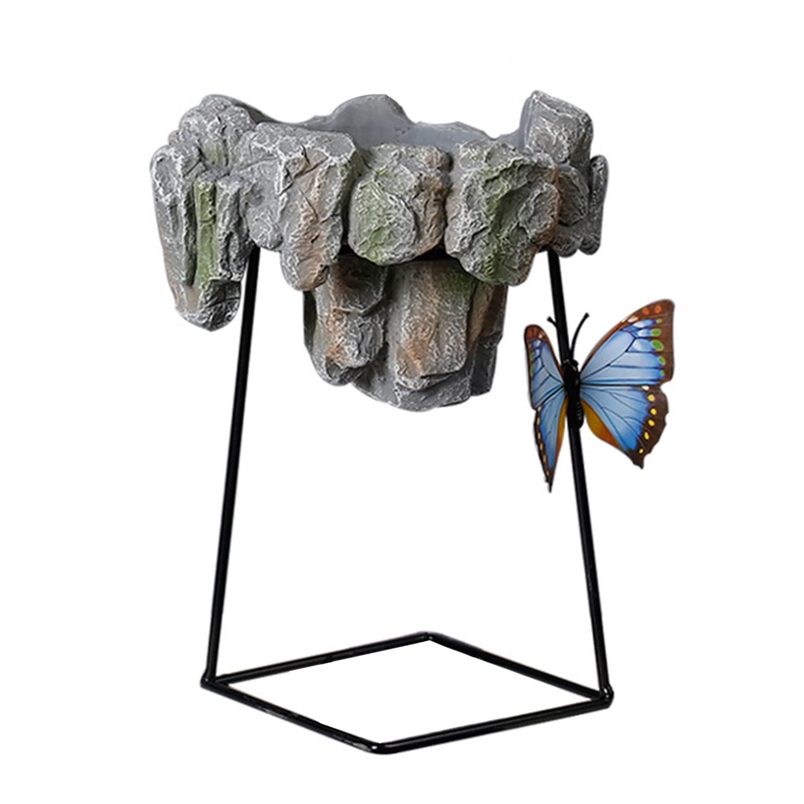 Rectangular Iron Flower Vase Butterfly Modern Decorative Planter Pot Plant Lover, Birthday Gift Houseplant