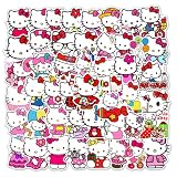 50Pcs Manga Hello Kitty Stickers Mixed Pack Cool Movie Cartoon Anime Stickers Decorative Sticker for Teens Adults Waterproof Sticker for Water Bottle Laptop (KT)