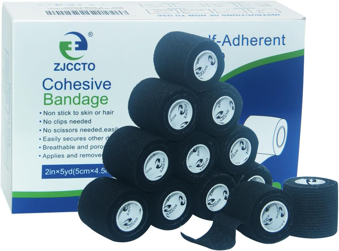 Etene Self Adhesive Bandage Wrap 12 Pack, Athletic Tape 2 Inches X 5 Yards, Sports Tape