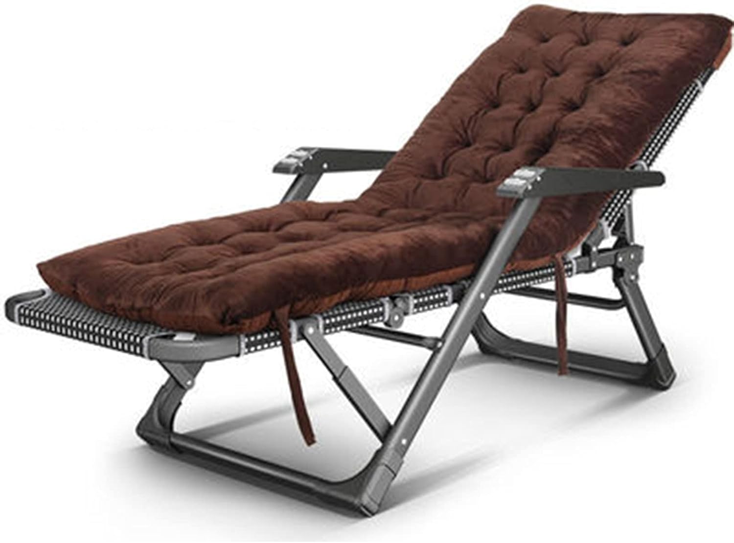 HFAFRZ Tumbona Plegable Silla Gravedad Cero De Playa Aluminio Y Textileno Gris Tumbona JardíN con Estera Carga MáXima 200kg,Marrón