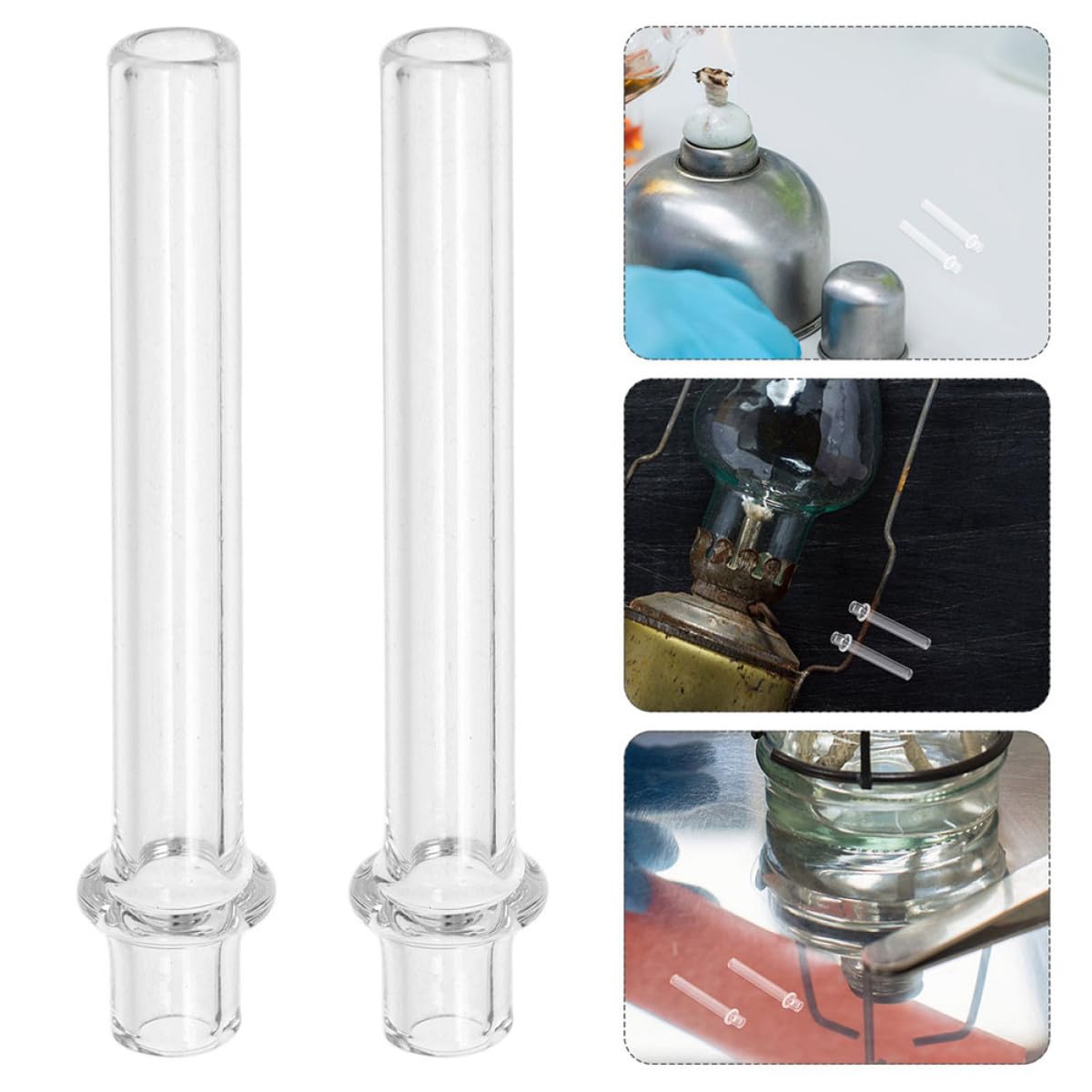 10 Tubos de Vidrio para Lámparas de Aceite 4mm X 25mm, Porta Mecha Transparente Resistente al Calor, Accesorios para Linternas de Queroseno, Uso en Camping y Decoración Interior